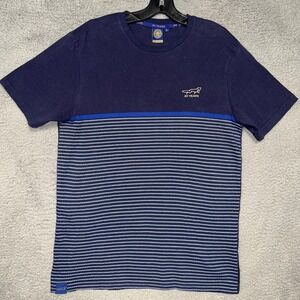 Leicester City Football Club T Shirt Mens XL Blue Striped 20 Yrs Anniversary Tee